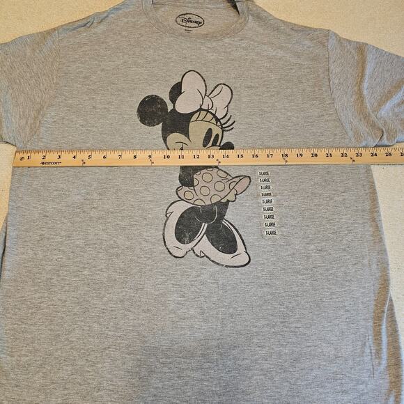 Disney Minnie Mouse Graphic T Shirt Gray XL Womens NWT Faded Polka Dot Skirt - Picture 5 of 8